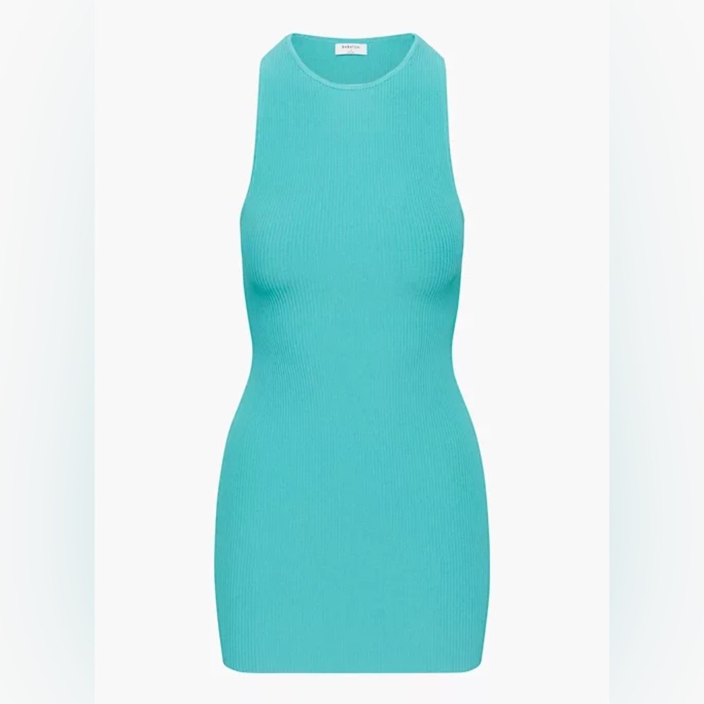 SOLD Aritzia Babaton Sculpt Knit Racer Mini Dress in Turquoise Blue